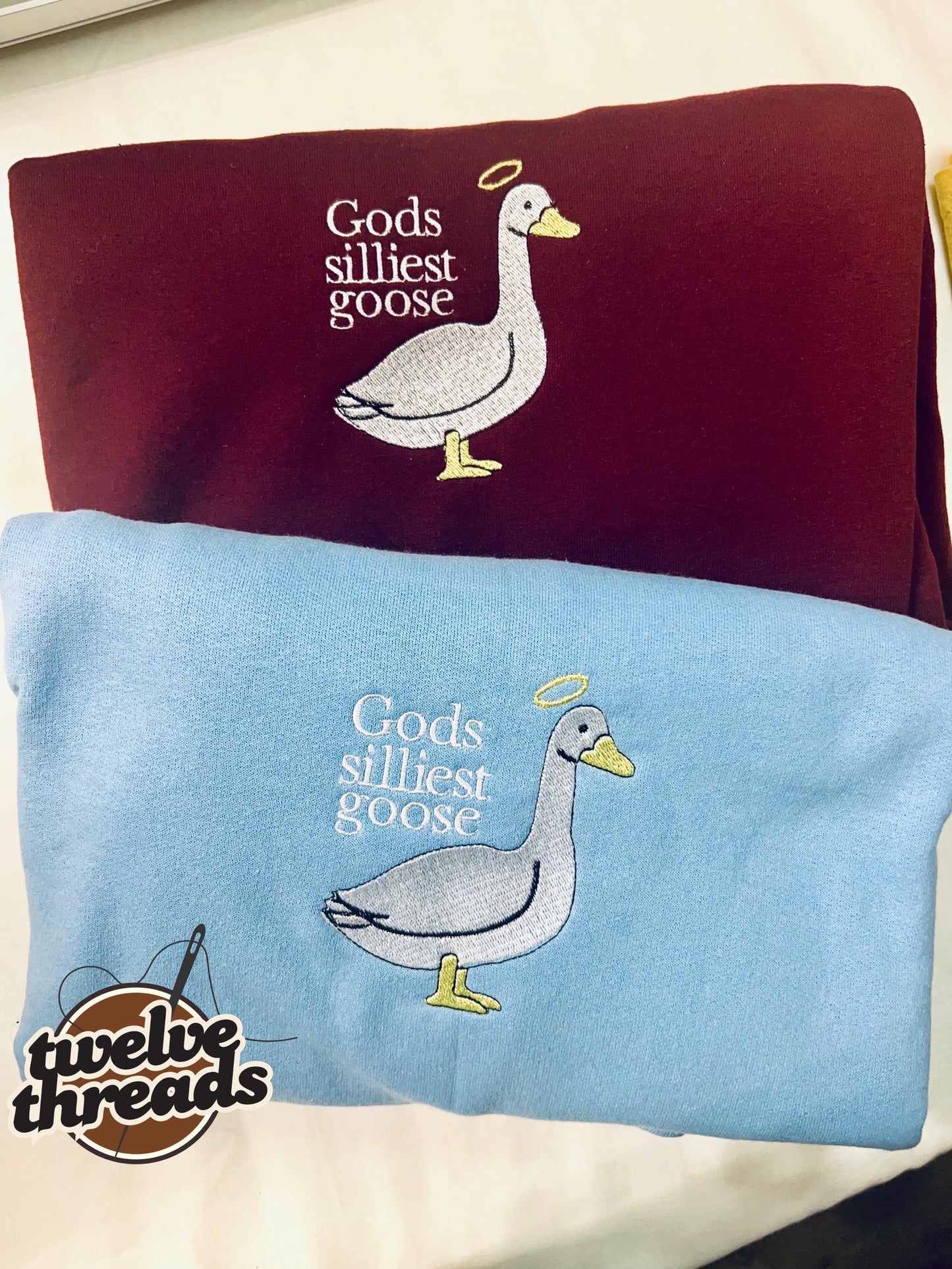 Gods silliest goose - embroidery design - funny quote - trendy t shirt - trending graphic tee - embroidered sweatshirt - goose - fun quote