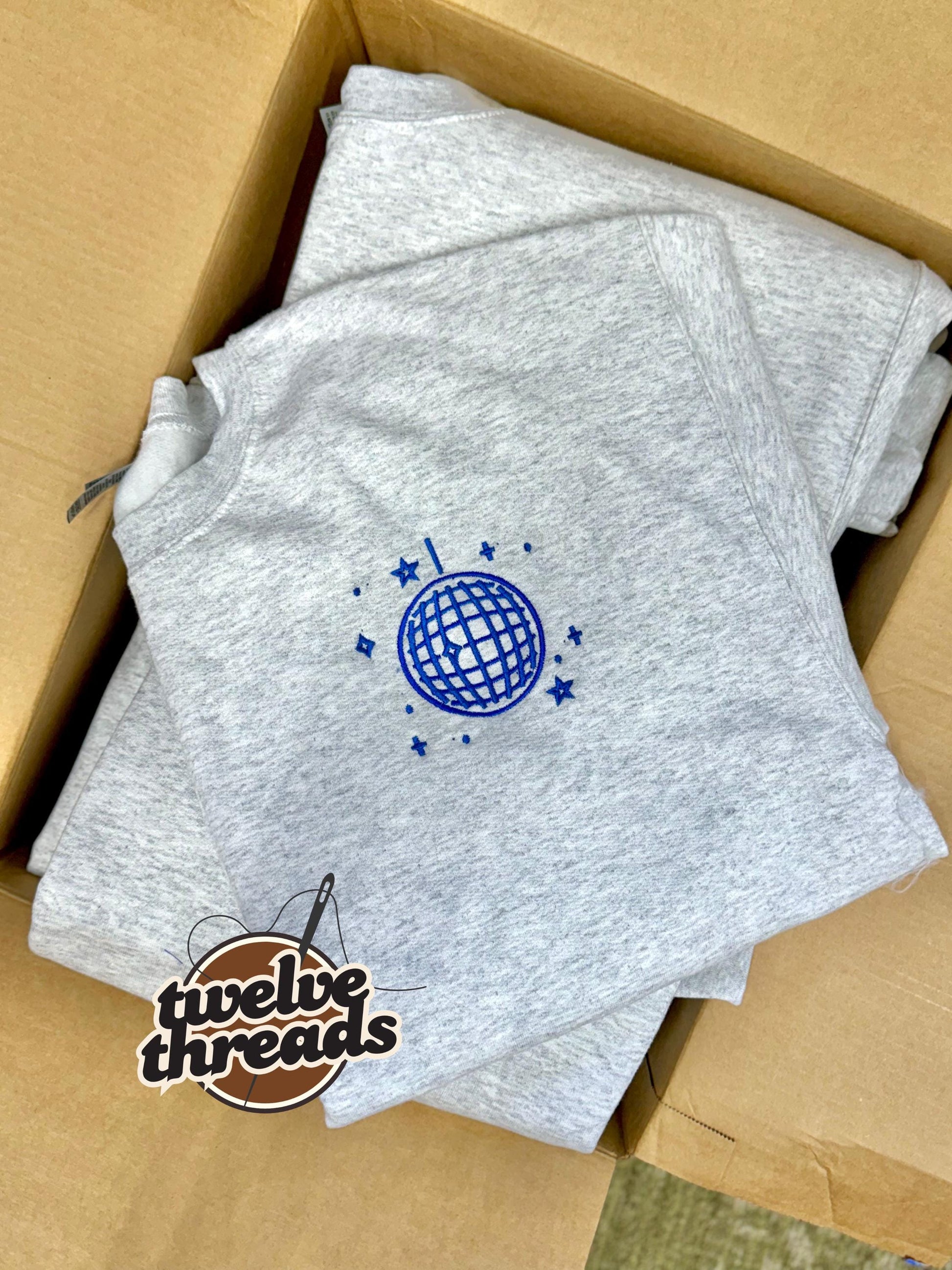 Disco ball - embroidery - embroidered - bachelorette- wedding - wife - cowgirl - retro - disco sweatshirt- t shirt