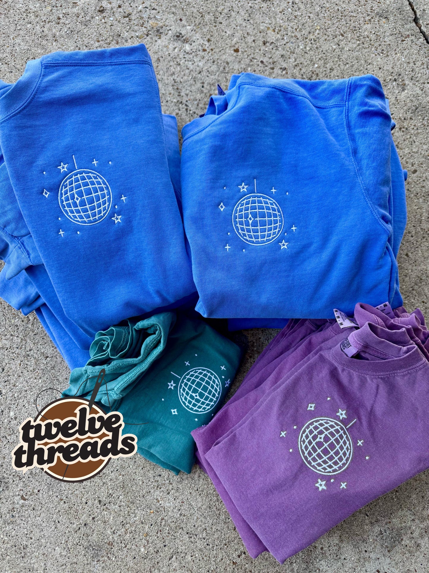 Disco ball - embroidery - embroidered - bachelorette- wedding - wife - cowgirl - retro - disco sweatshirt- t shirt