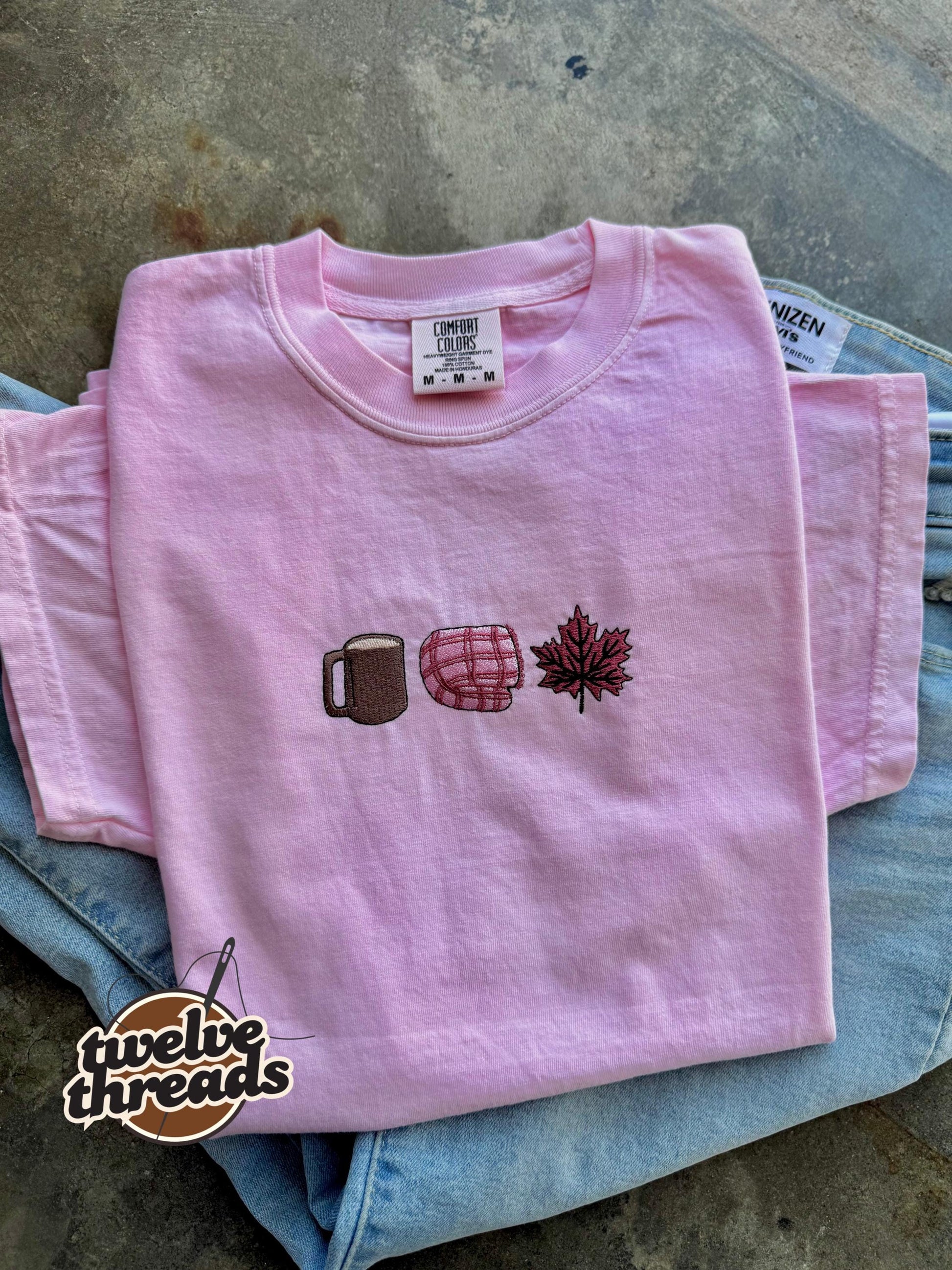 Coffee mug, throw blanket, fall leaf, fall vibes, winter embroidery, embroidered sweatshirt, comfort colors t shirt, embroidery, monogram