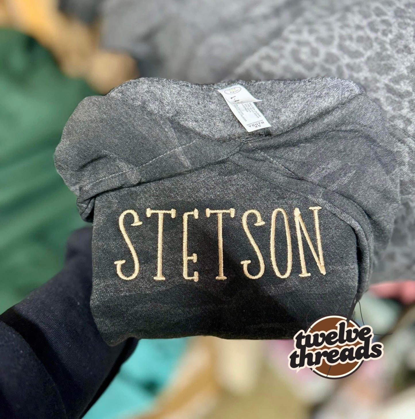 Embroidered double name hoodie / black leopard / vintage camo / embroidered kids hoodie / toddler hoodie / embroidery / custom name