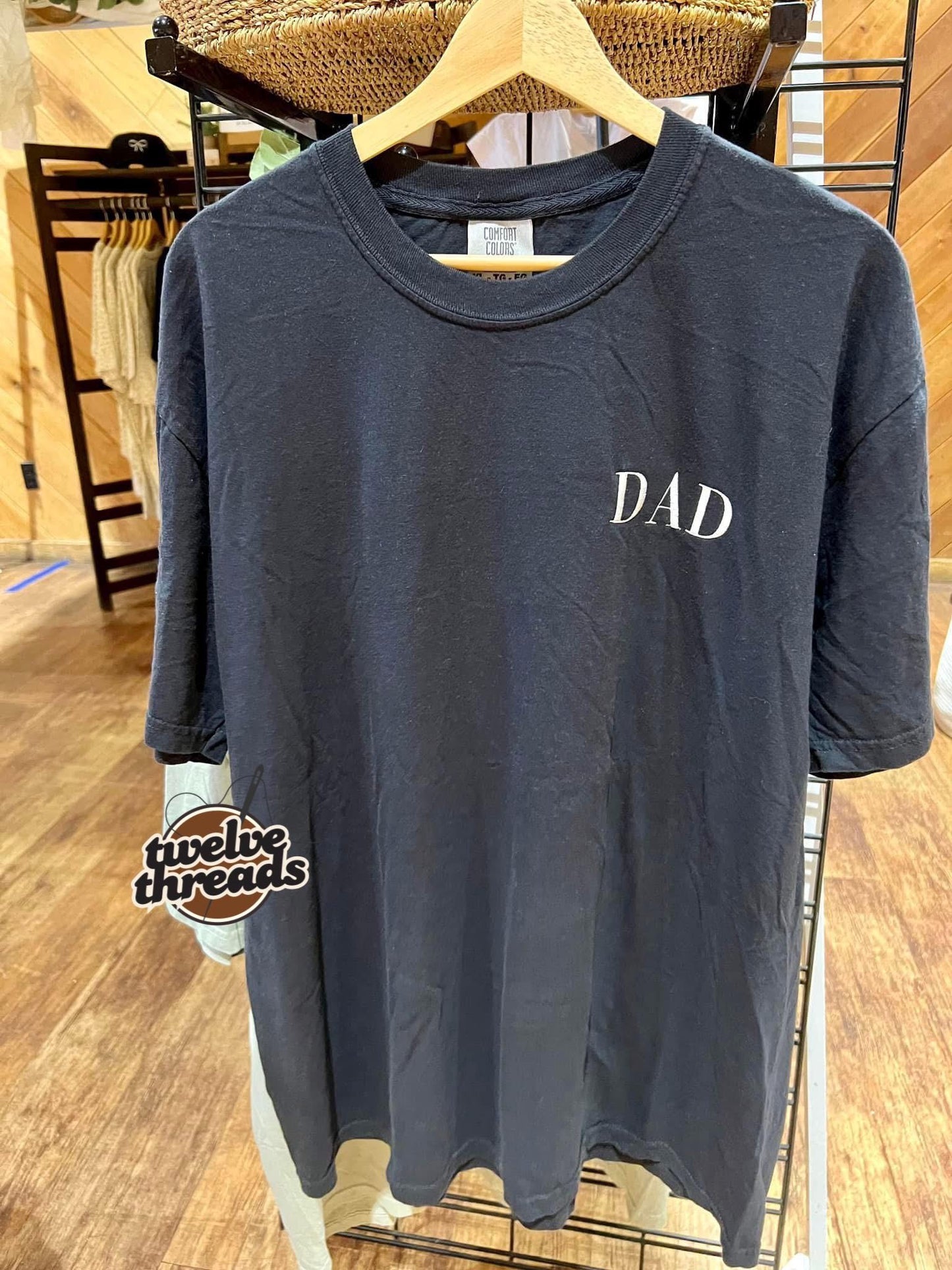 Custom name embroidered t shirt, Father’s Day special, father, dad, cap, hat, custom embroidery, fathers name t shirt, left chest design