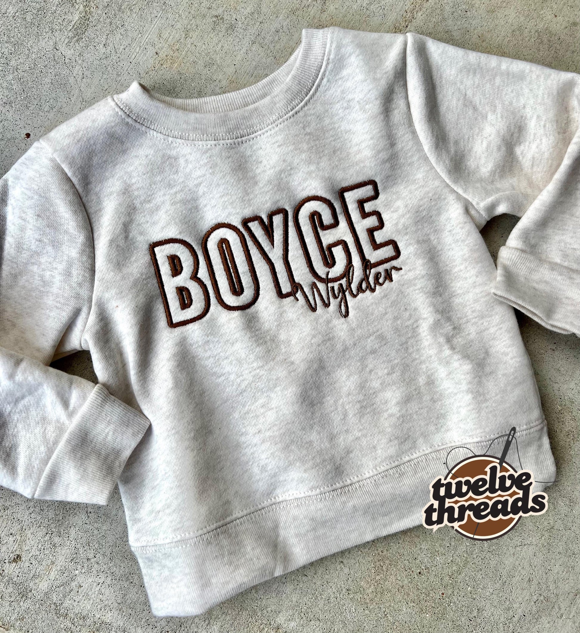 Kids Double name Embroidered Sweatshirt - youth - baby - kids embroidery - monogram - initials - embroidered names - sweatshirt - crew neck