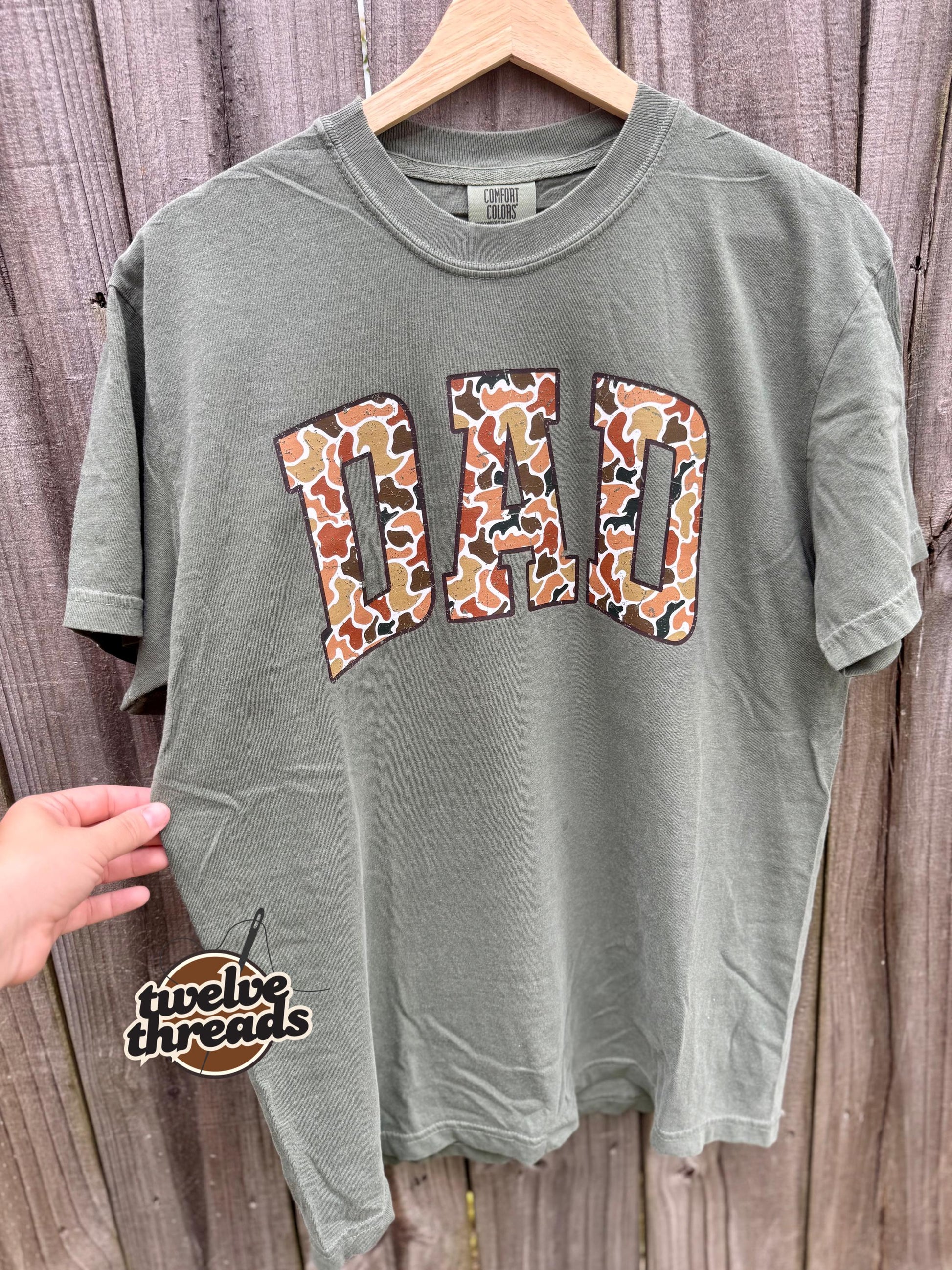 Camo dad t shirt, Father’s Day gift idea, camo dad dtf design, comfort colors tank top, Gildan sweatshirt, dad, dad tee, shirts