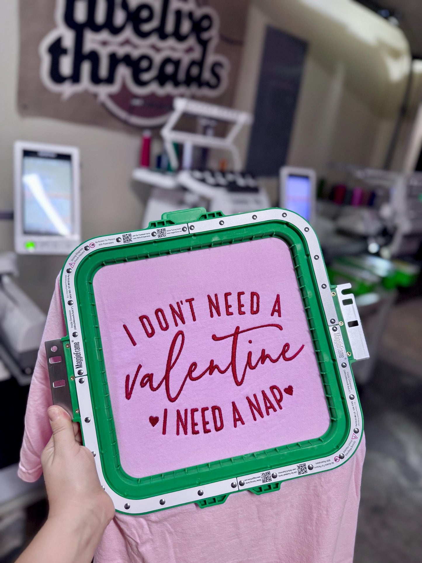 I don’t need a valentine, I need a nap, funny vday, embroidery, embroidered Valentine’s Day design, love, embroidered design, trendy saying