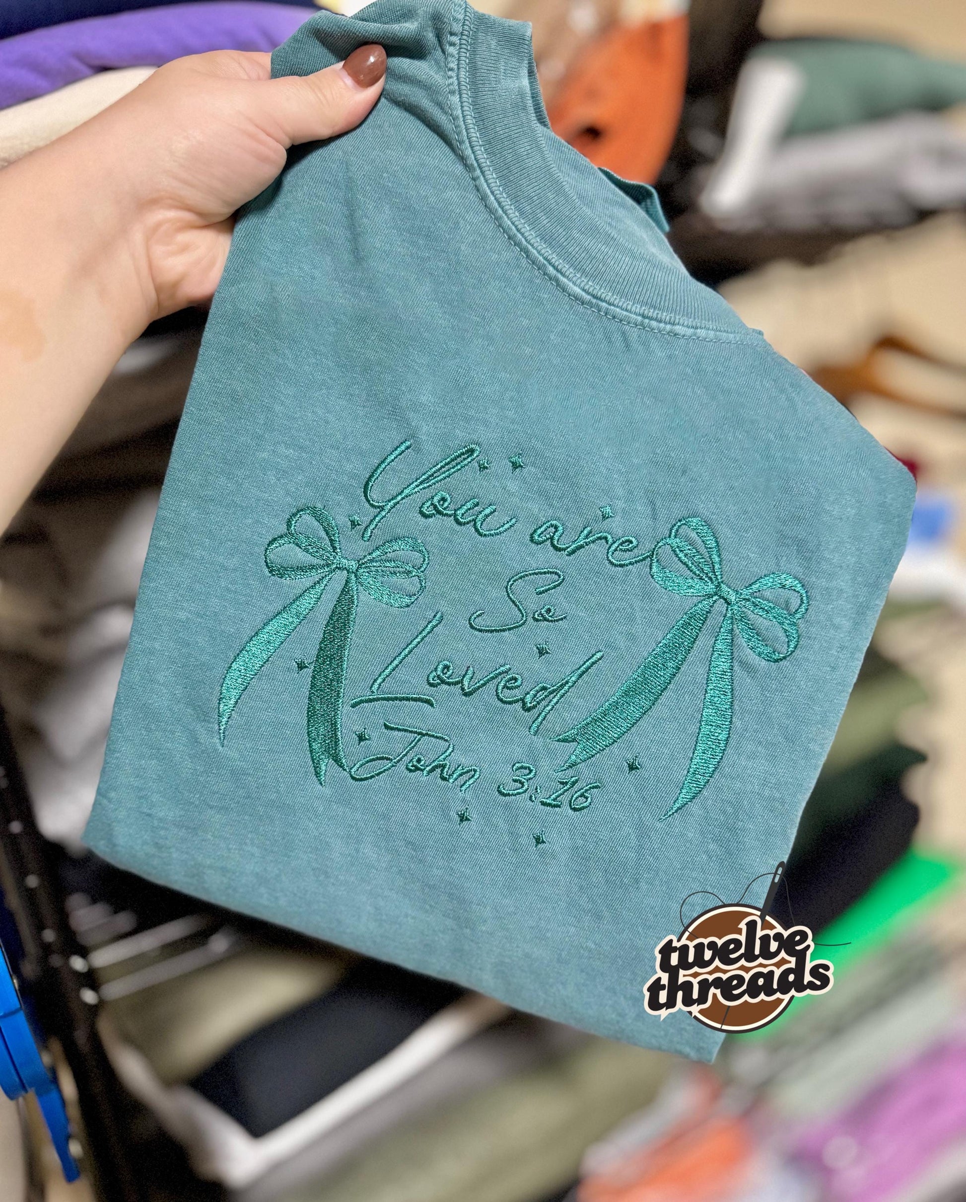 Embroidered scripture John 3:16, you are so loved, embroidered sweatshirt and t shirt, embroidered, faith, godly women, Christian Valentines