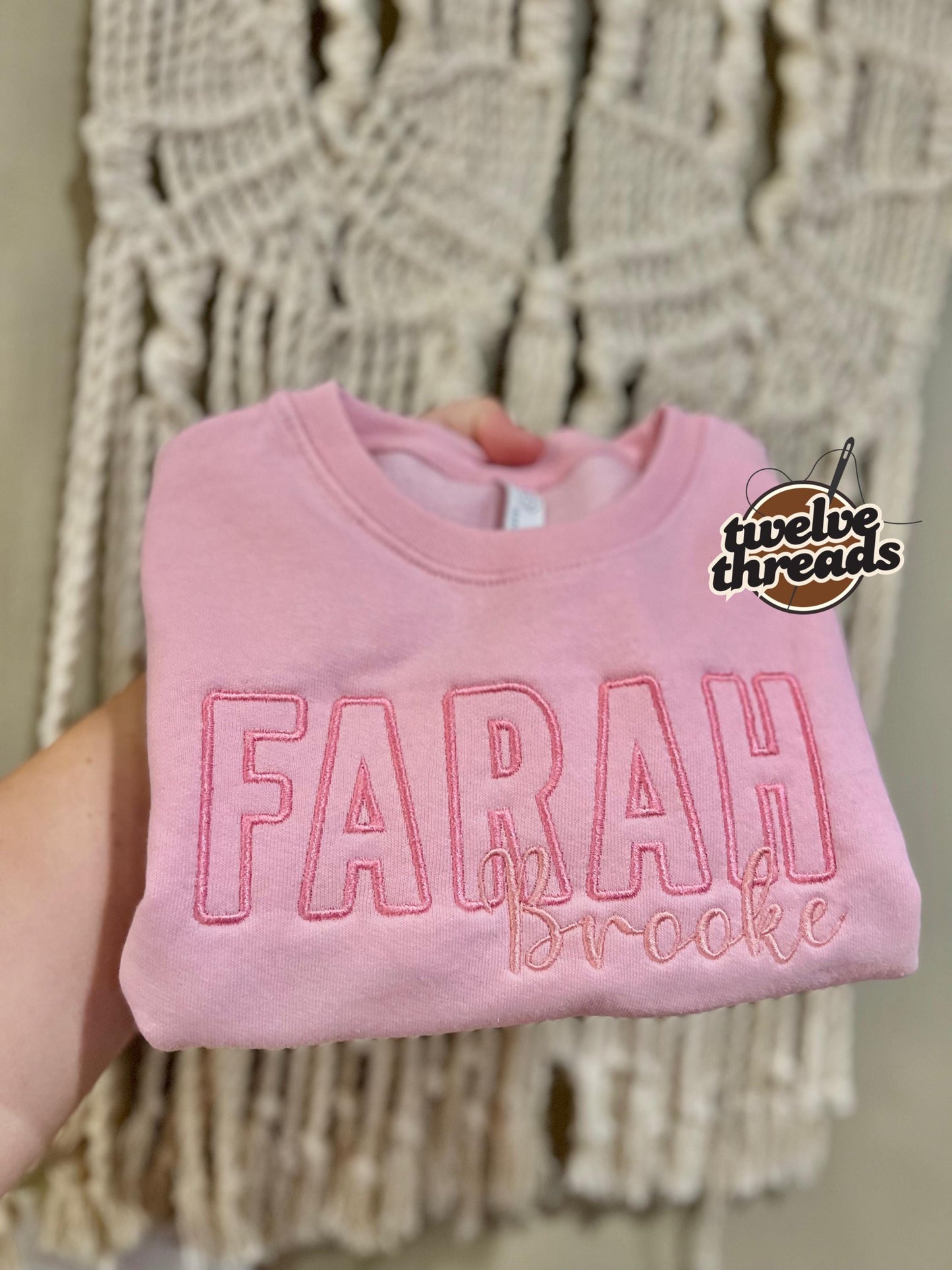 Kids Double name Embroidered Sweatshirt - youth - baby - kids embroidery - monogram - initials - embroidered names - sweatshirt - crew neck
