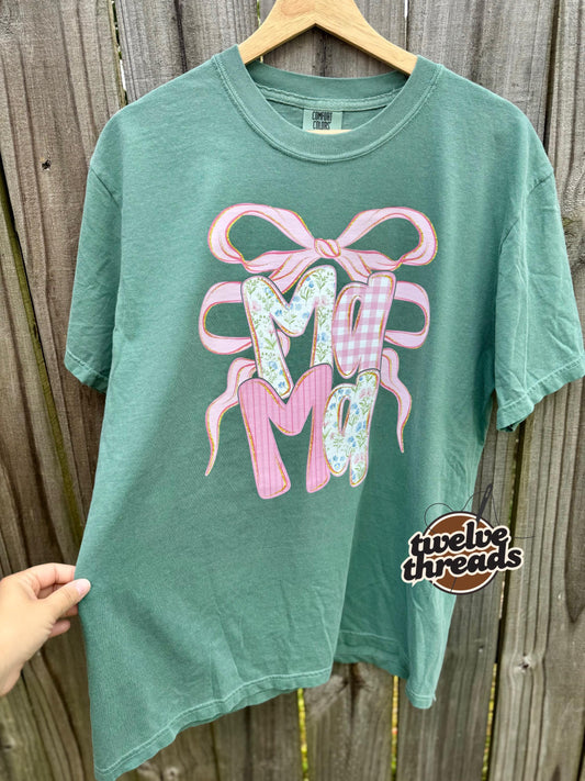 Mama on comfort colors, Gildan, tank top summer, mama floral, plaid couchette mama dtf design, unisex fit, floral striped mama, coquette bow