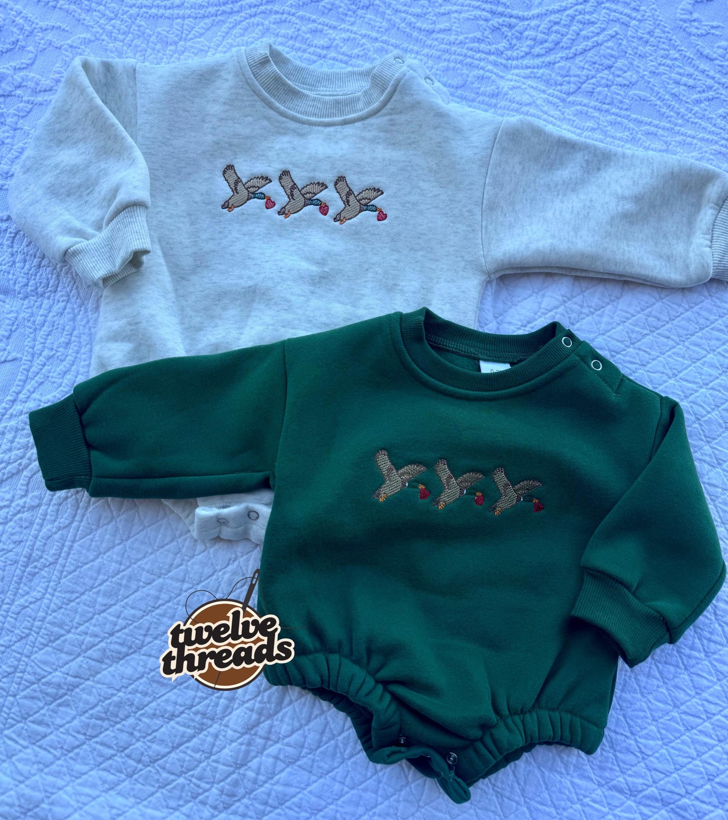 Embroidered trio mallard duck Valentine’s Day, kids bday design, holiday embroidery, hearts and ducks, custom embroidery, toddler and youth