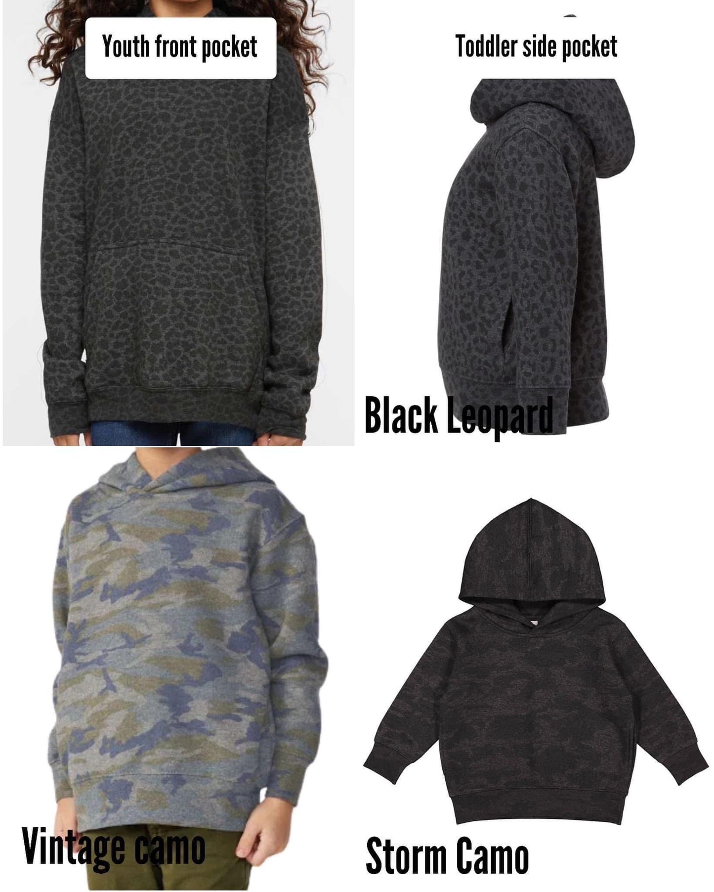 Embroidered double name hoodie / black leopard / vintage camo / embroidered kids hoodie / toddler hoodie / embroidery / custom name