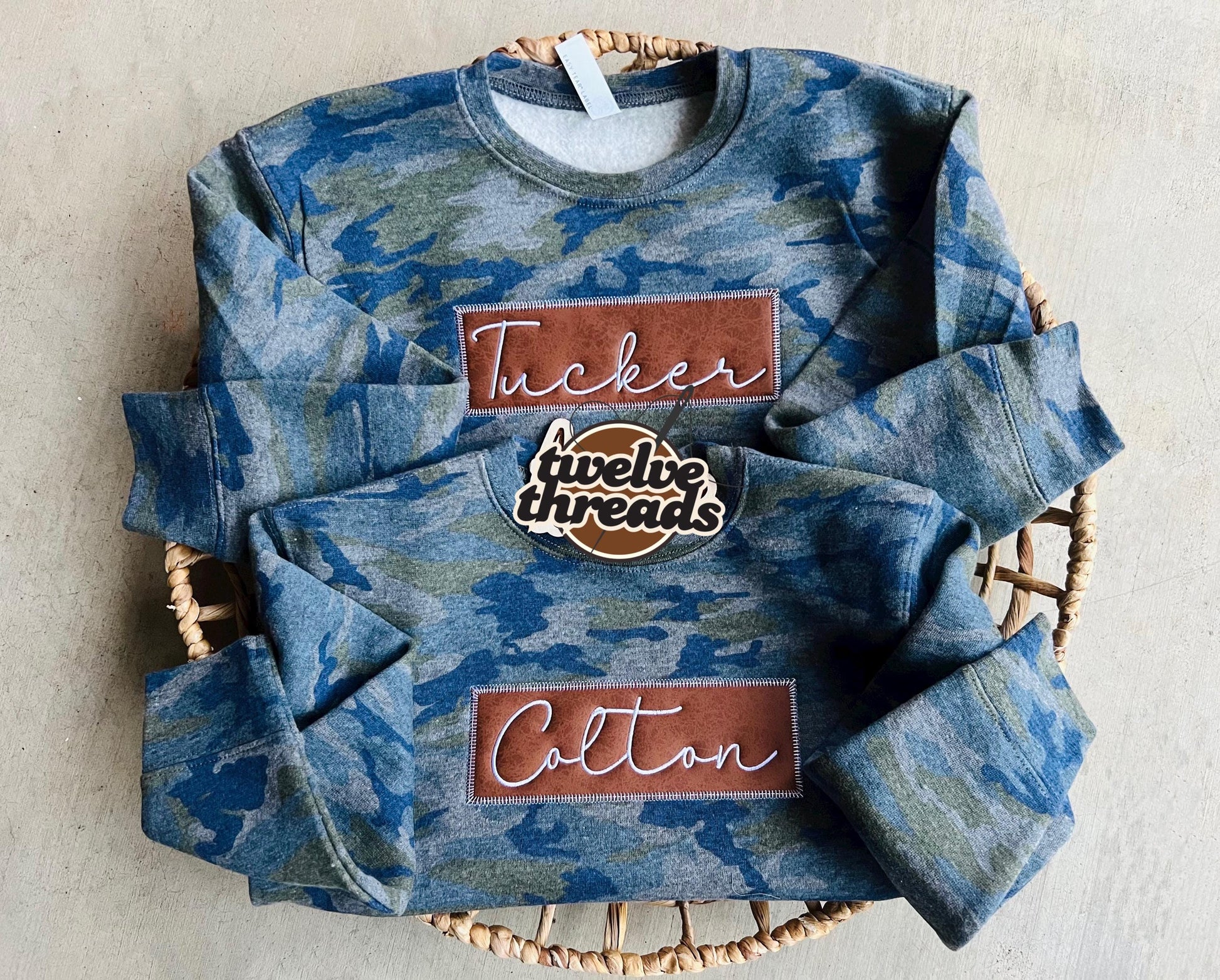Custom leather patch - personalized- embroidery- embroidered name - embroidered leather patch - custom sweatshirt - embroidered sweatshirt