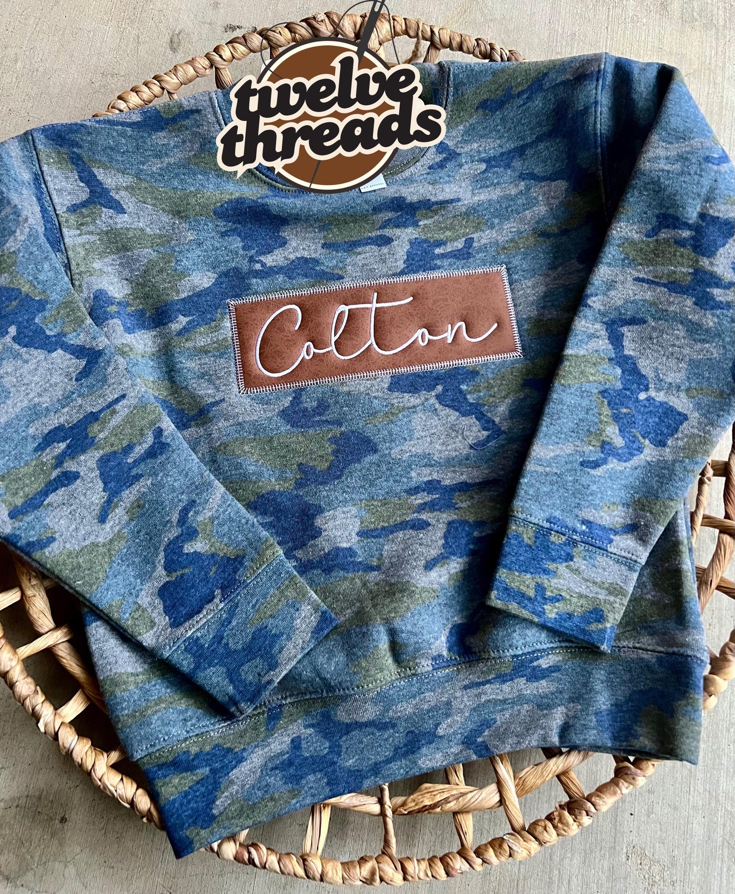 Custom leather patch - personalized- embroidery- embroidered name - embroidered leather patch - custom sweatshirt - embroidered sweatshirt