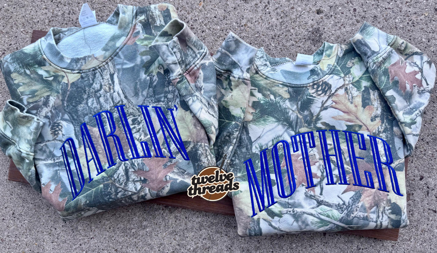 Embroidered camo custom name, t shirt or sweatshirt or hoodie, camo trending, array name, embroidery, camouflage embroidery, sweatshirt