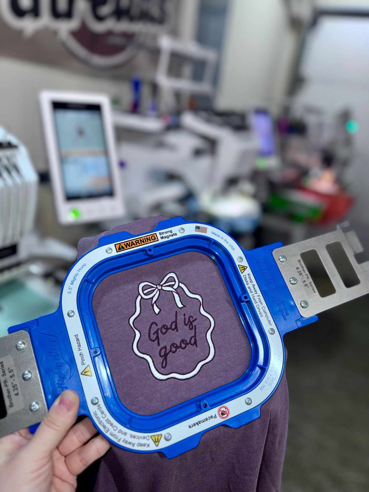 God is good pocket comfort colors t shirt, embroidered pocket tee, GOD IS GOOD, coquette bow, custom thread colors, border frame design