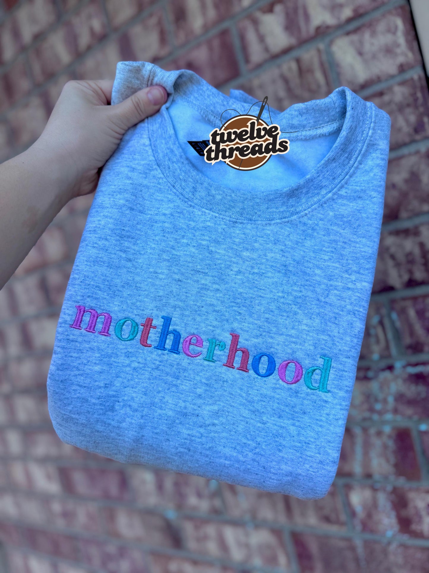 Embroidered motherhood pastel thread colors, spring mama t shirt, embroidery, embroidered comfort colors, mom, mama, Mother’s Day, Gildan