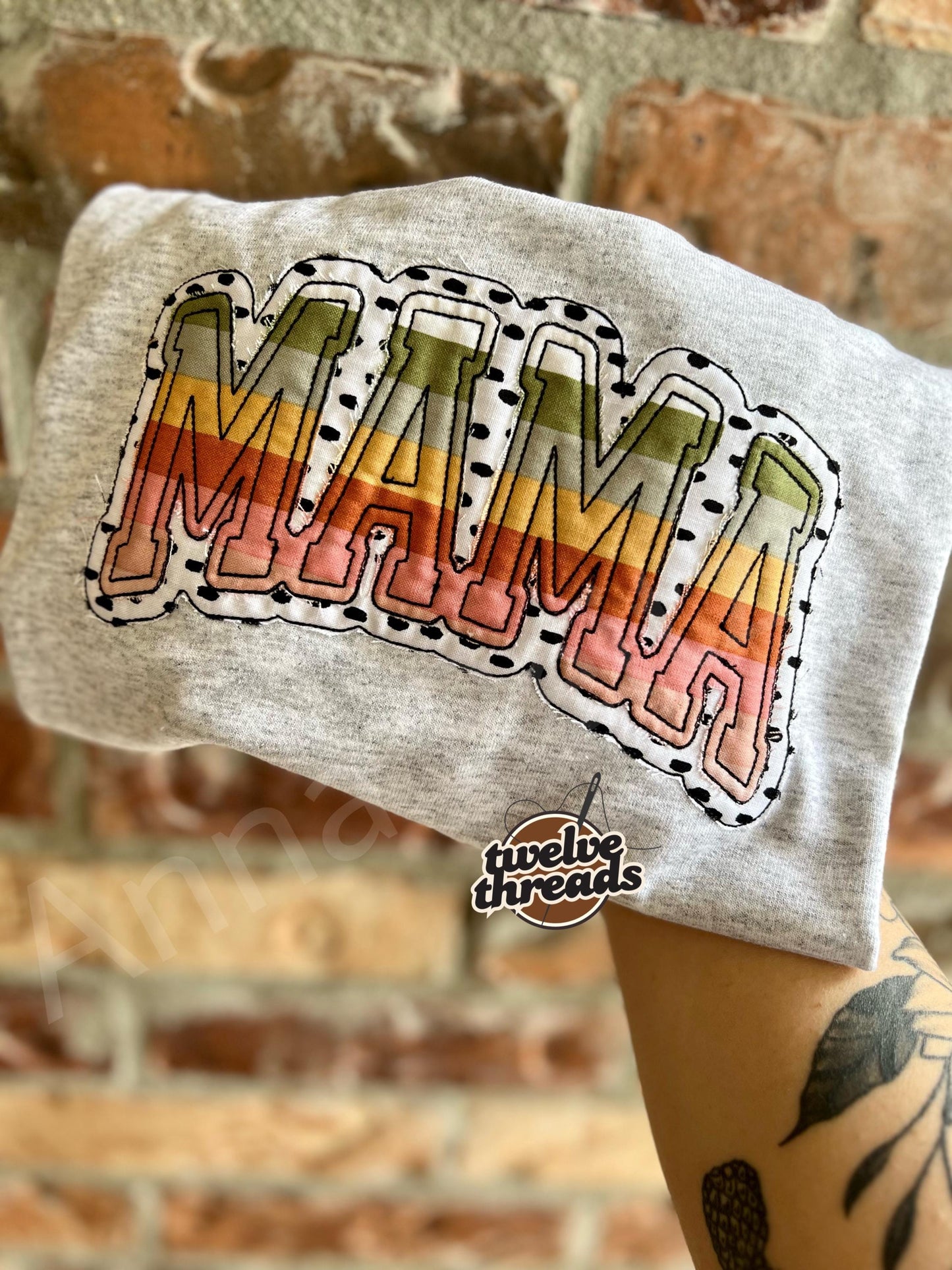 Appliqué Mama - t shirt - sweatshirt - comfort colors - mama embroidered - embroidery - mama t shirt - mom - appliqué - rainbow