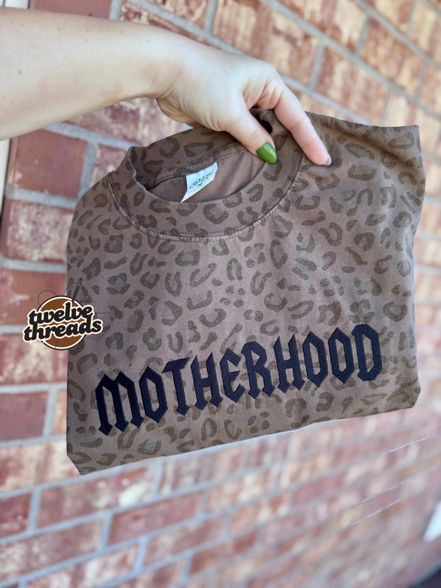 Embroidered motherhood punk rock font, mama t shirt, embroidery, embroidered comfort colors, mom, mama, Mother’s Day, Gildan, motherhood,tee