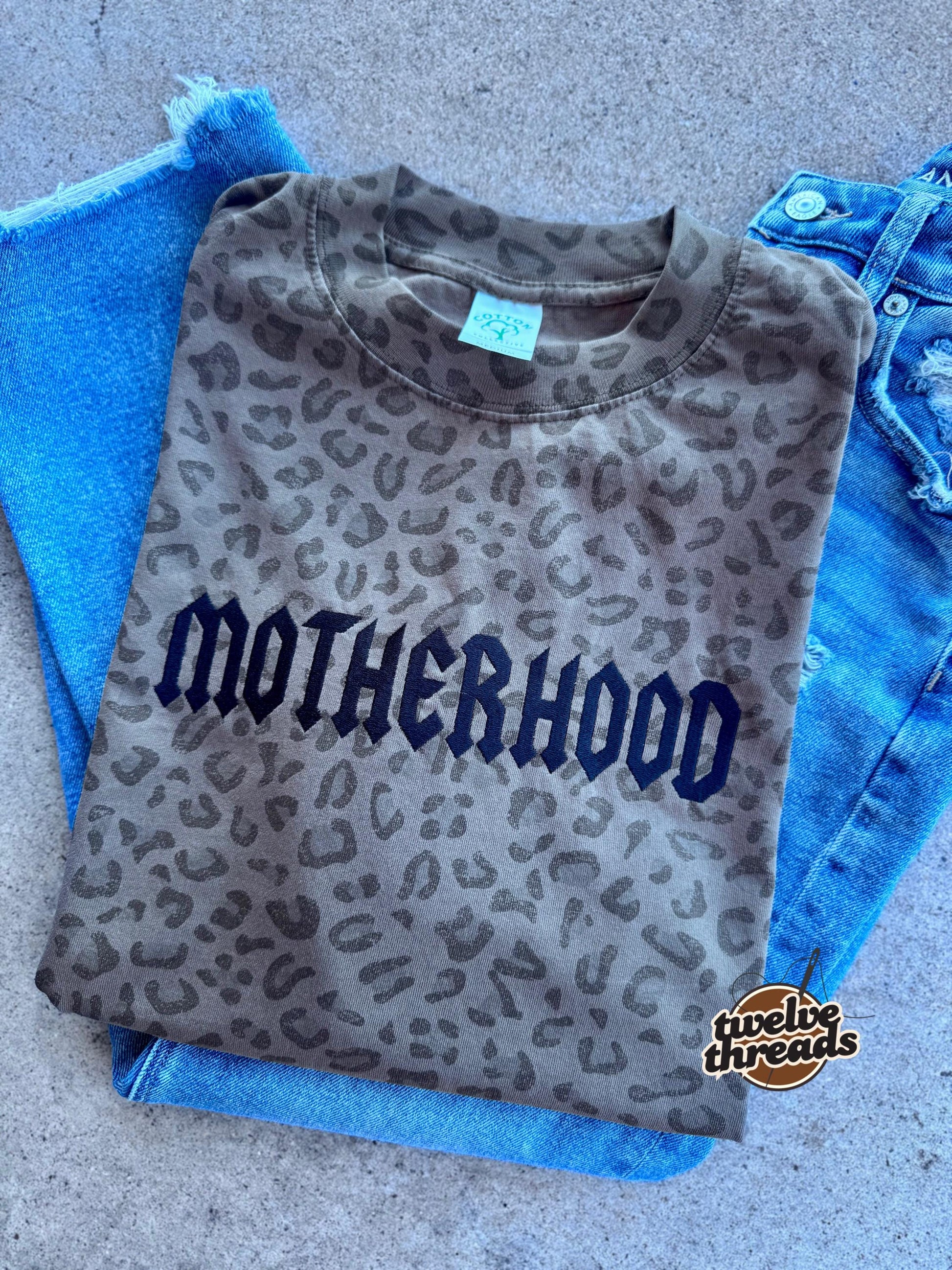Embroidered motherhood punk rock font, mama t shirt, embroidery, embroidered comfort colors, mom, mama, Mother’s Day, Gildan, motherhood,tee