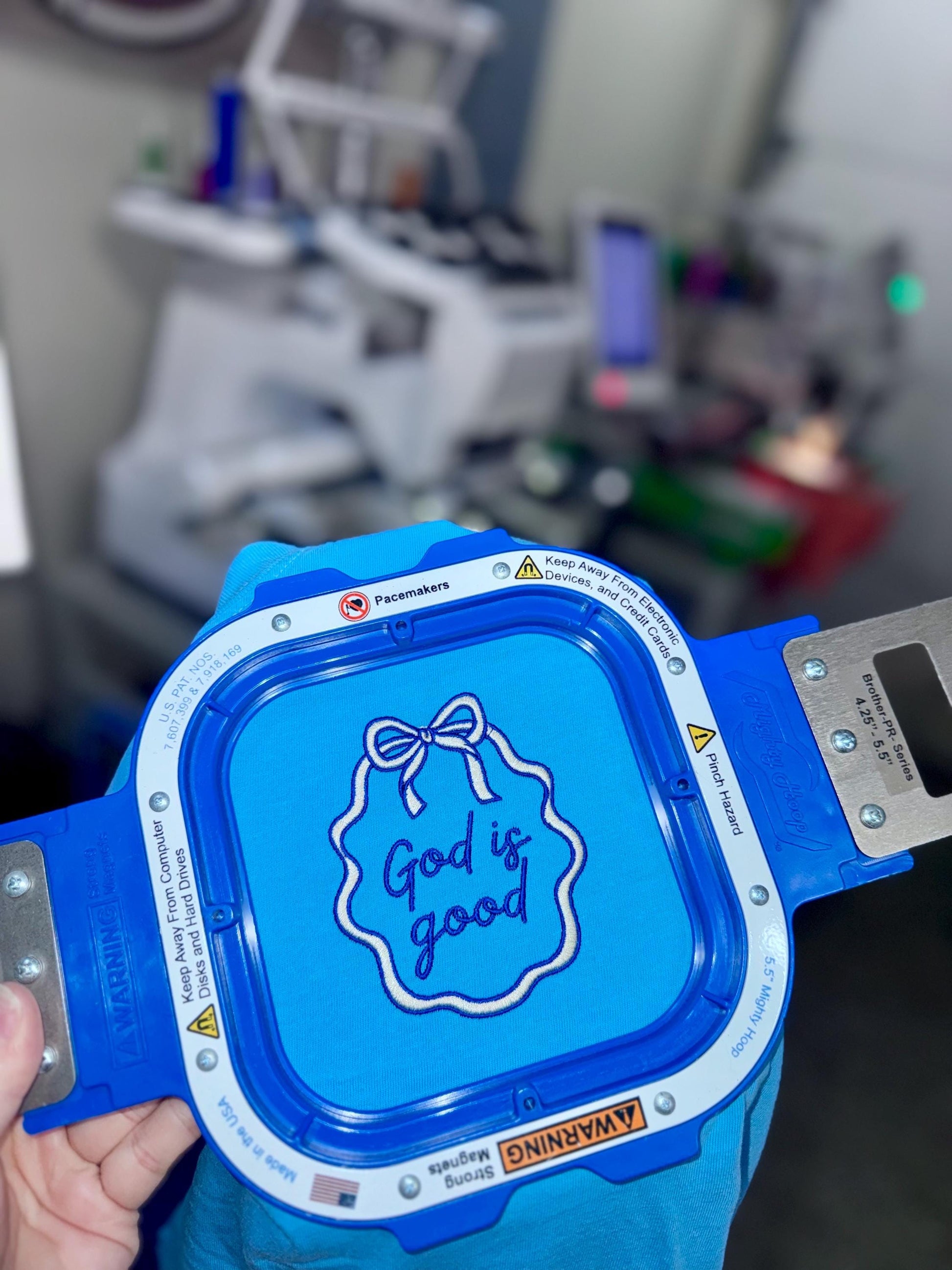 God is good pocket comfort colors t shirt, embroidered pocket tee, GOD IS GOOD, coquette bow, custom thread colors, border frame design