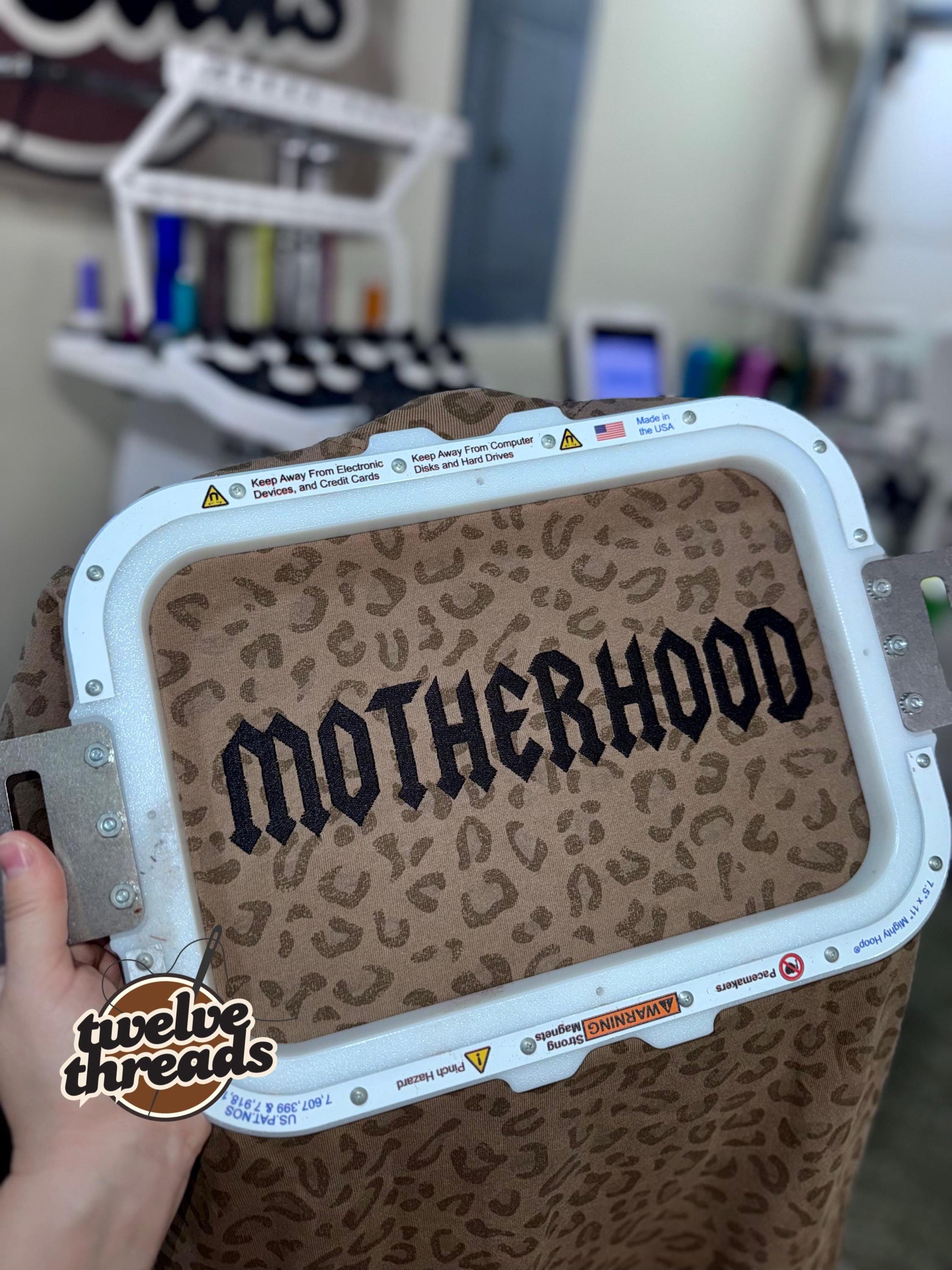 Embroidered motherhood punk rock font, mama t shirt, embroidery, embroidered comfort colors, mom, mama, Mother’s Day, Gildan, motherhood,tee