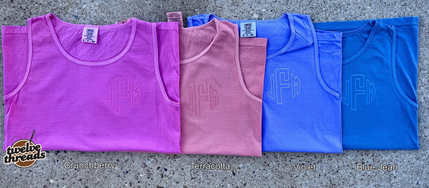 Monogram tank top - comfort colors tank top - unisex tank - monogram - embroidery - embroidered initials - custom t shirt - personalized tee