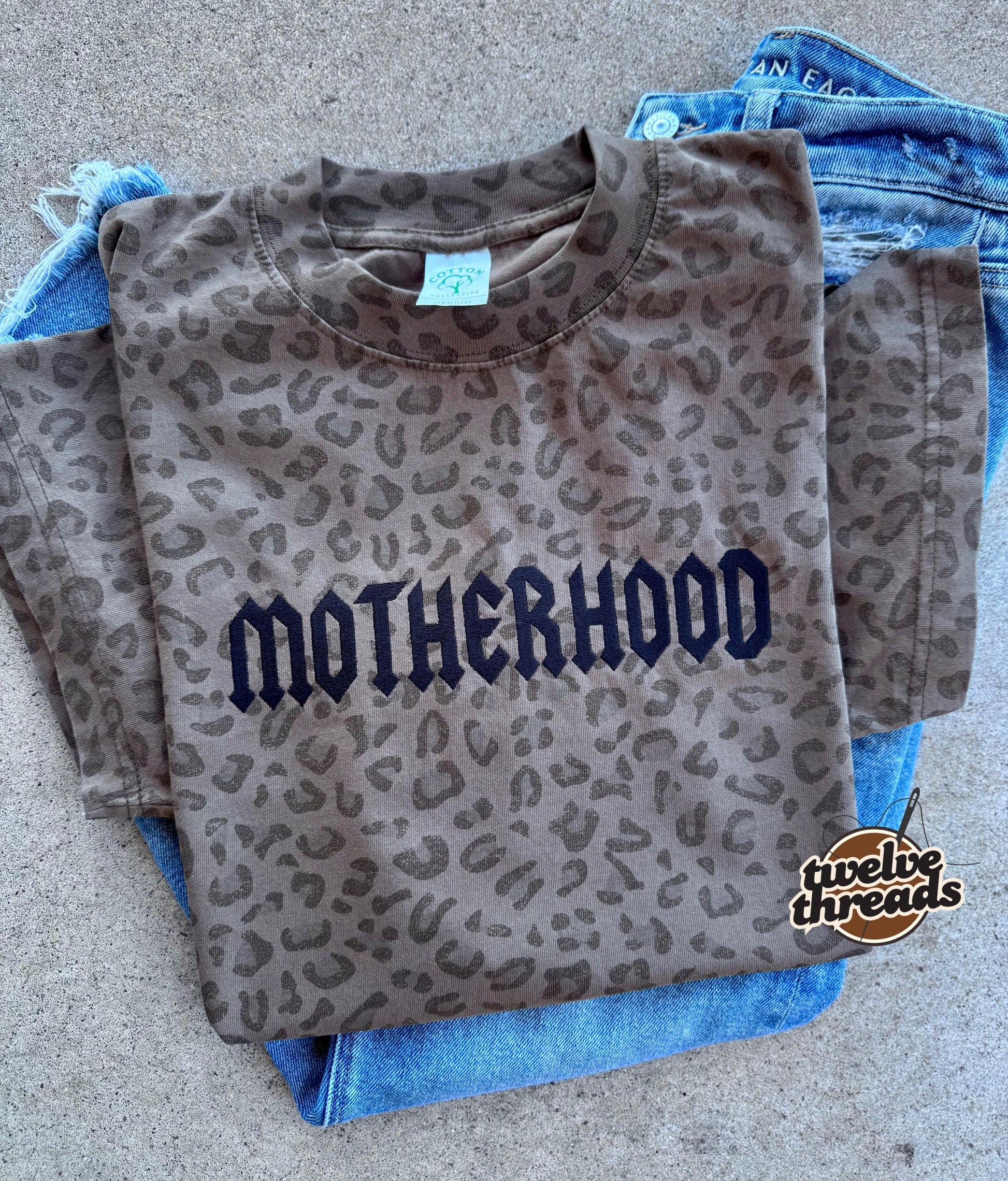 Embroidered motherhood punk rock font, mama t shirt, embroidery, embroidered comfort colors, mom, mama, Mother’s Day, Gildan, motherhood,tee