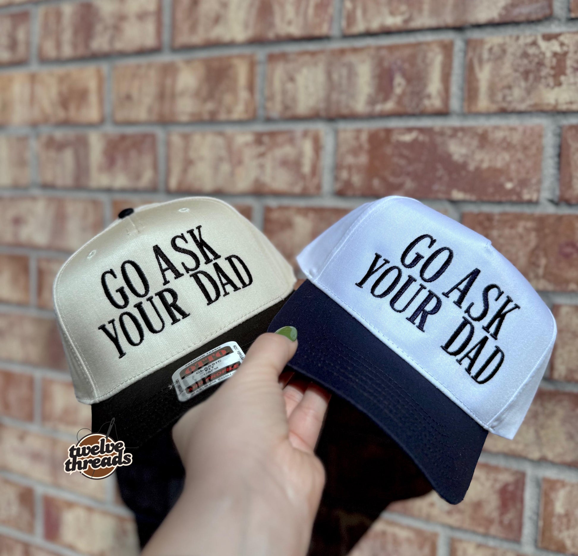 Embroidered ASK YOUR DAD Otto cap, 5 panel Otto cap, trucker hat, custom embroidery, embroidery trucker hat, monochrome look, funny, trucker