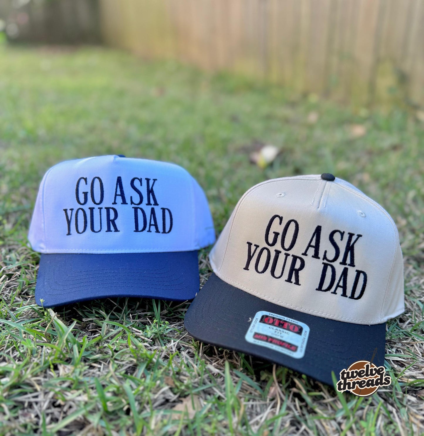 Embroidered ASK YOUR DAD Otto cap, 5 panel Otto cap, trucker hat, custom embroidery, embroidery trucker hat, monochrome look, funny, trucker