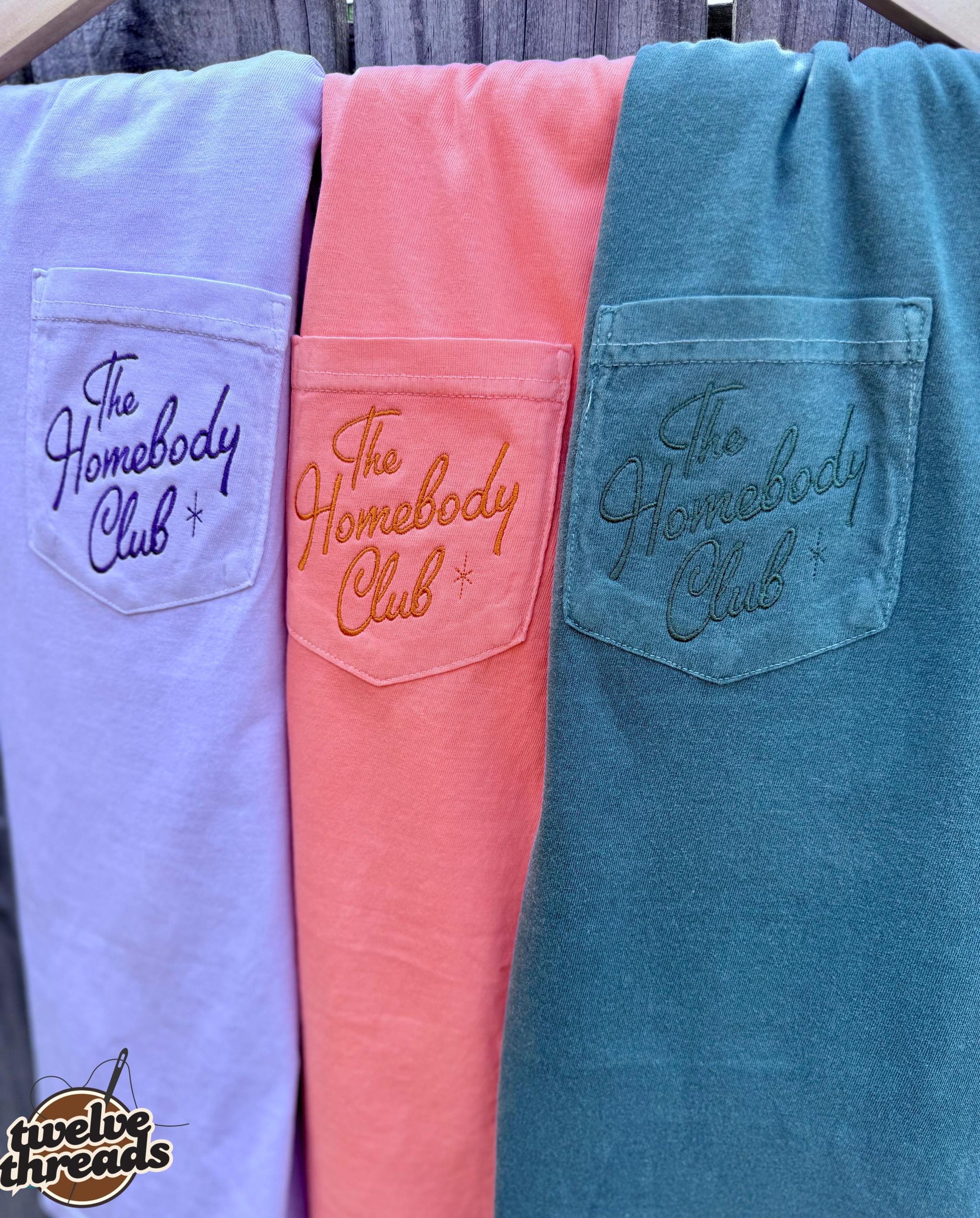 The homebody club, embroidered t shirt and crewneck, homebody, sahm, book, reading nook, embroidery, homebody club, mom life, home, pocket