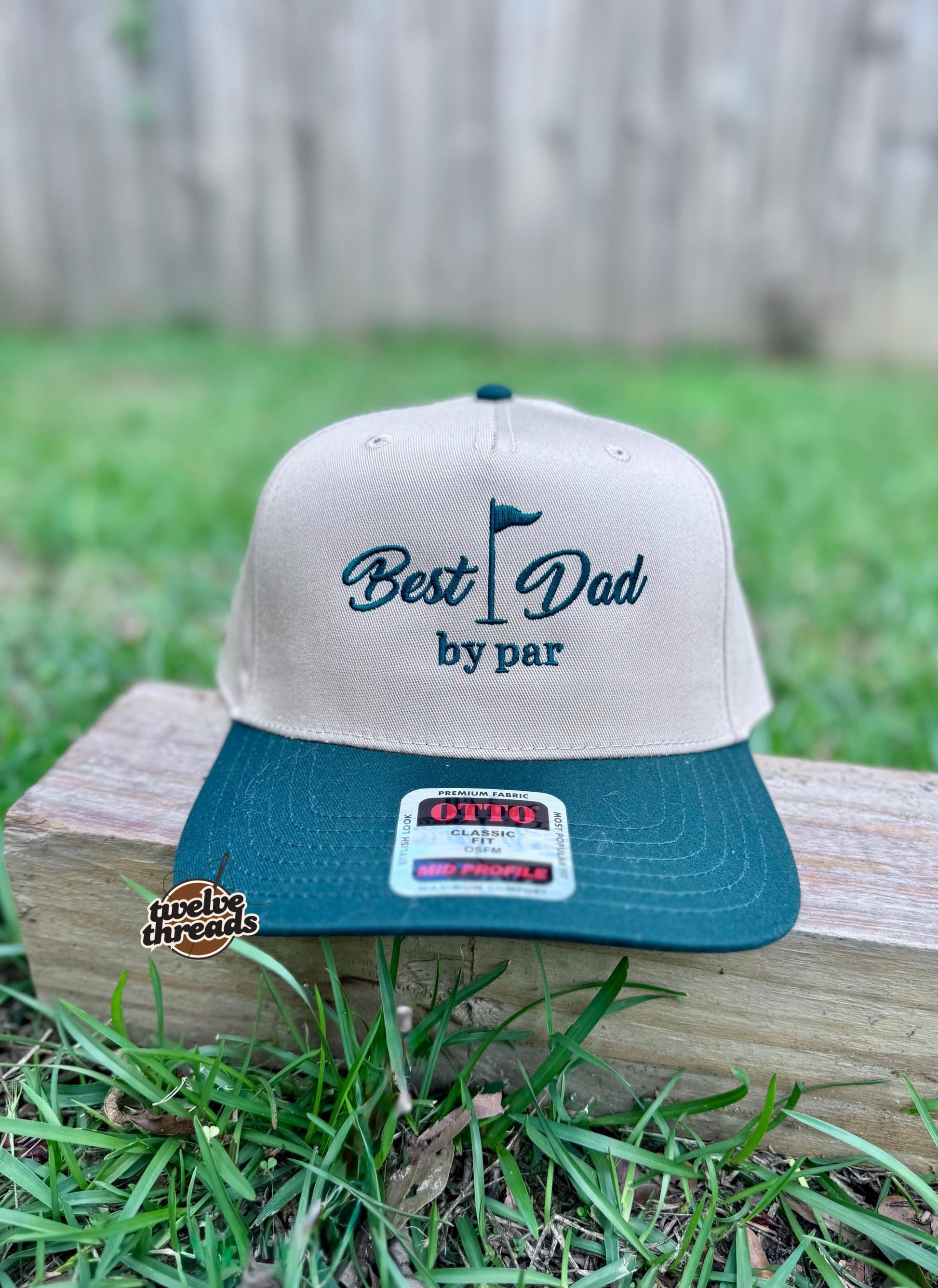 Embroidered best dad by par, golf hatdad Otto cap, 5 panel Otto cap, trucker hat, custom embroidery, embroidery trucker hat, monochrome look