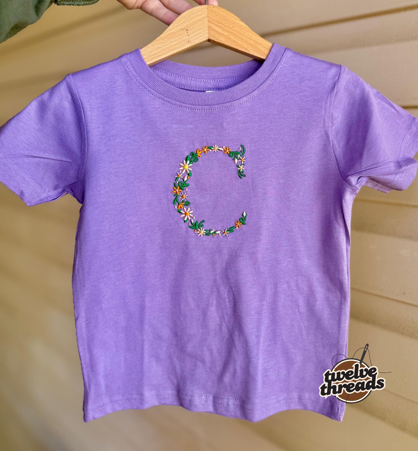 Embroidered kids t shirt/bubble romper - floral initial - bubble romper - t shirt - baby romper - flower embroidery