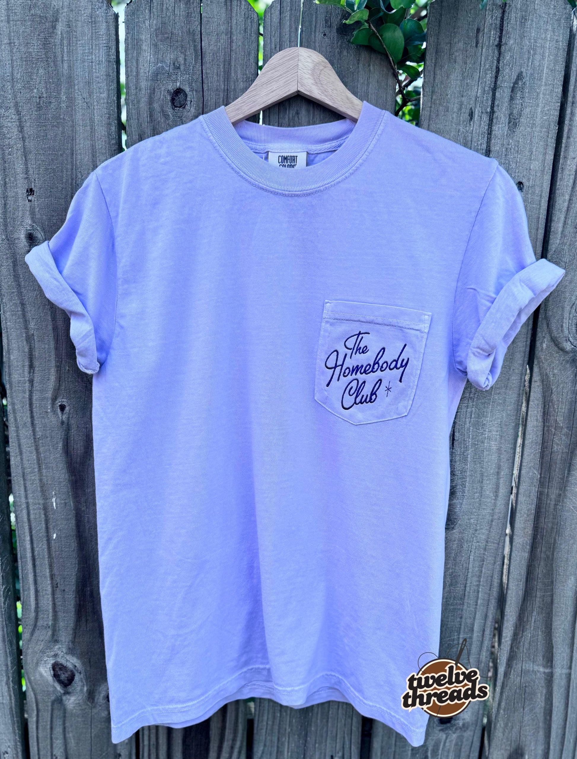 The homebody club, embroidered t shirt and crewneck, homebody, sahm, book, reading nook, embroidery, homebody club, mom life, home, pocket