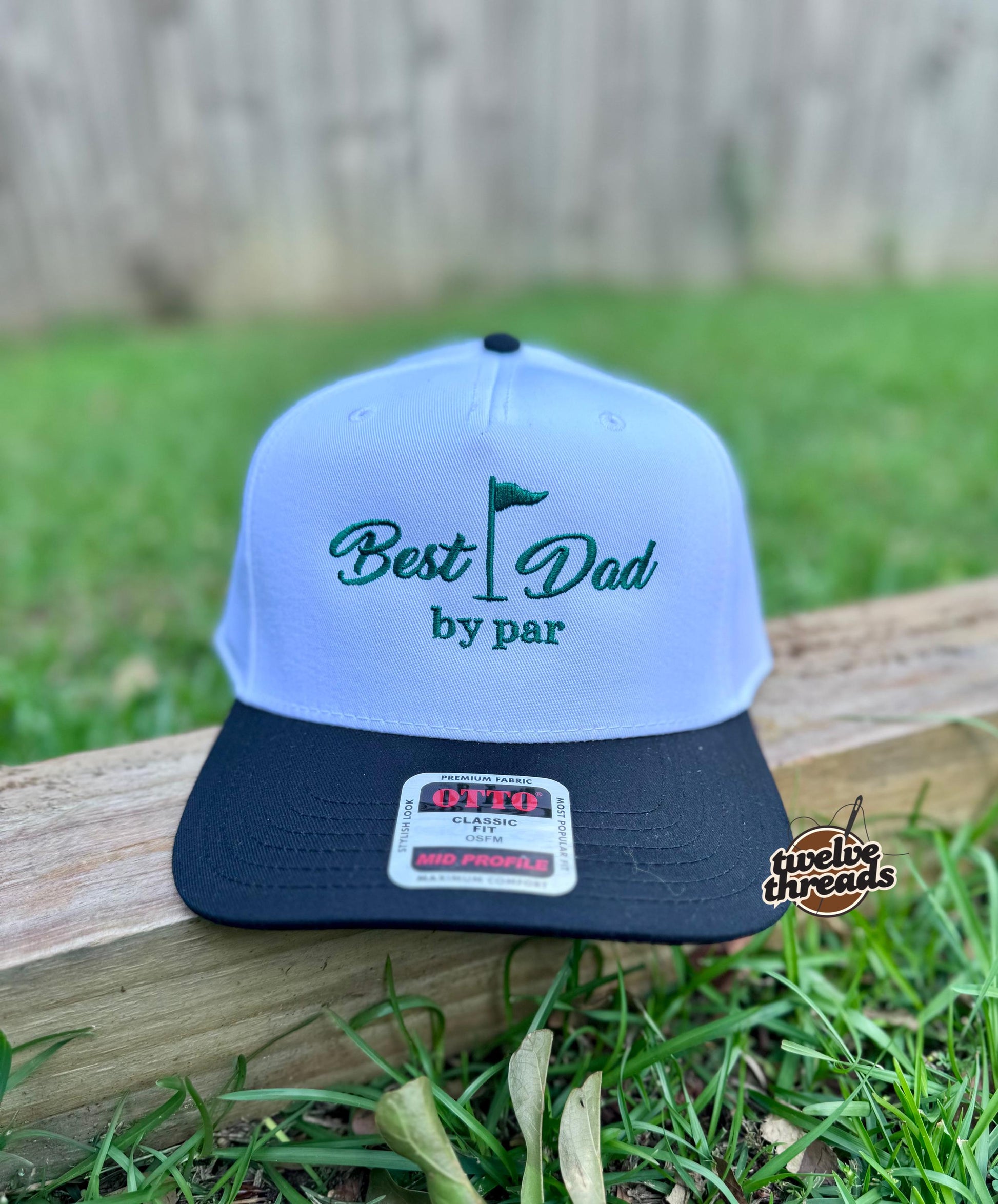 Embroidered best dad by par, golf hatdad Otto cap, 5 panel Otto cap, trucker hat, custom embroidery, embroidery trucker hat, monochrome look