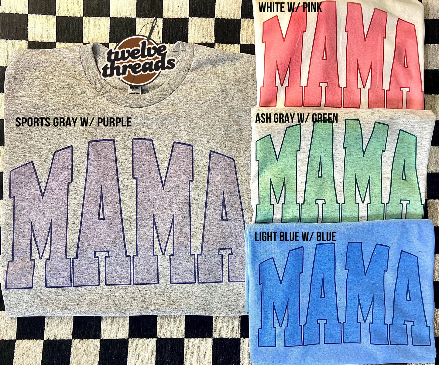 Varsity mama t shirt, sublimation on Gildan dry blend tee, unisex fit t shirt, mama, name custom t shirt, Gildan