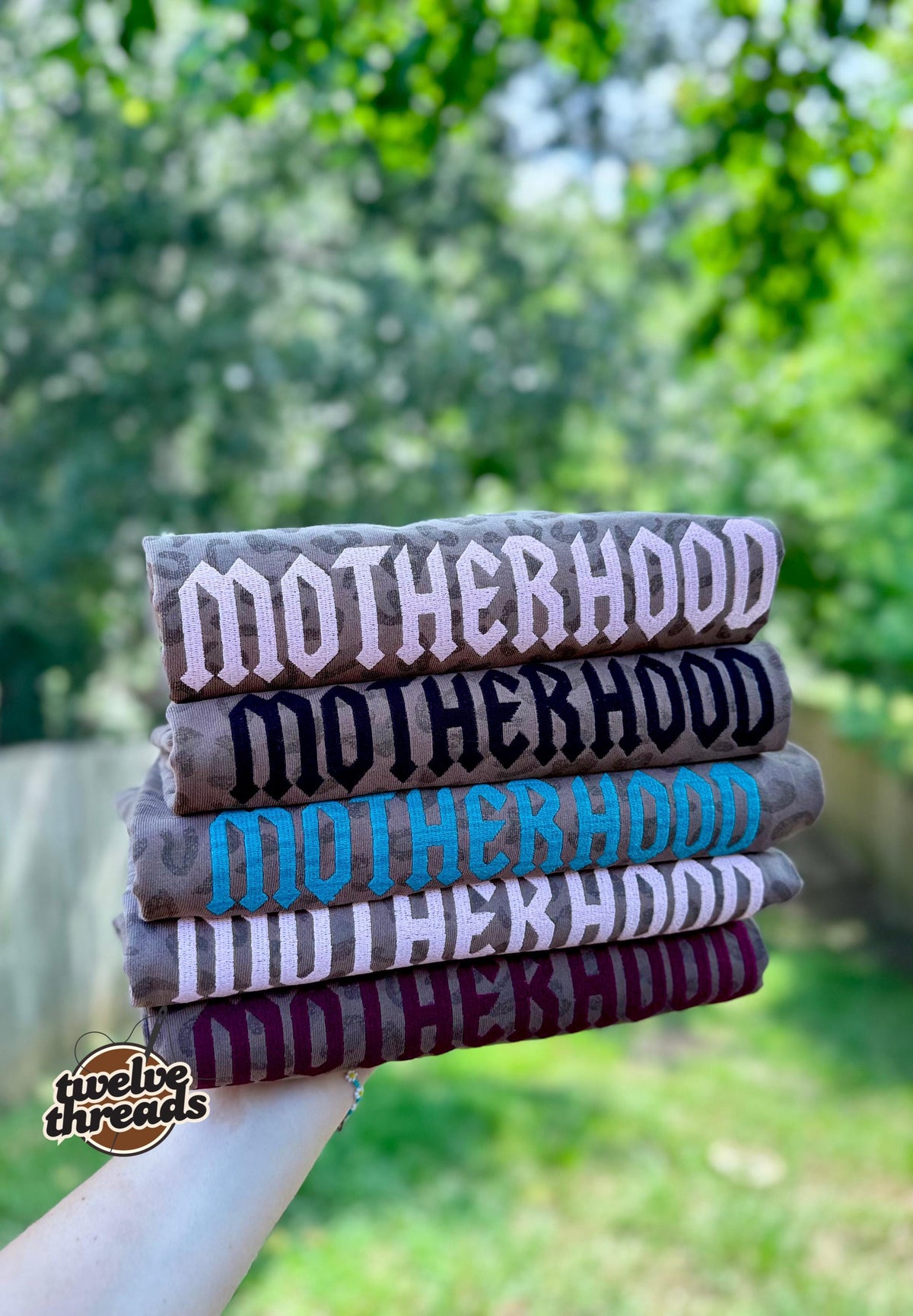 Embroidered motherhood punk rock font, mama t shirt, embroidery, embroidered comfort colors, mom, mama, Mother’s Day, Gildan, motherhood,tee
