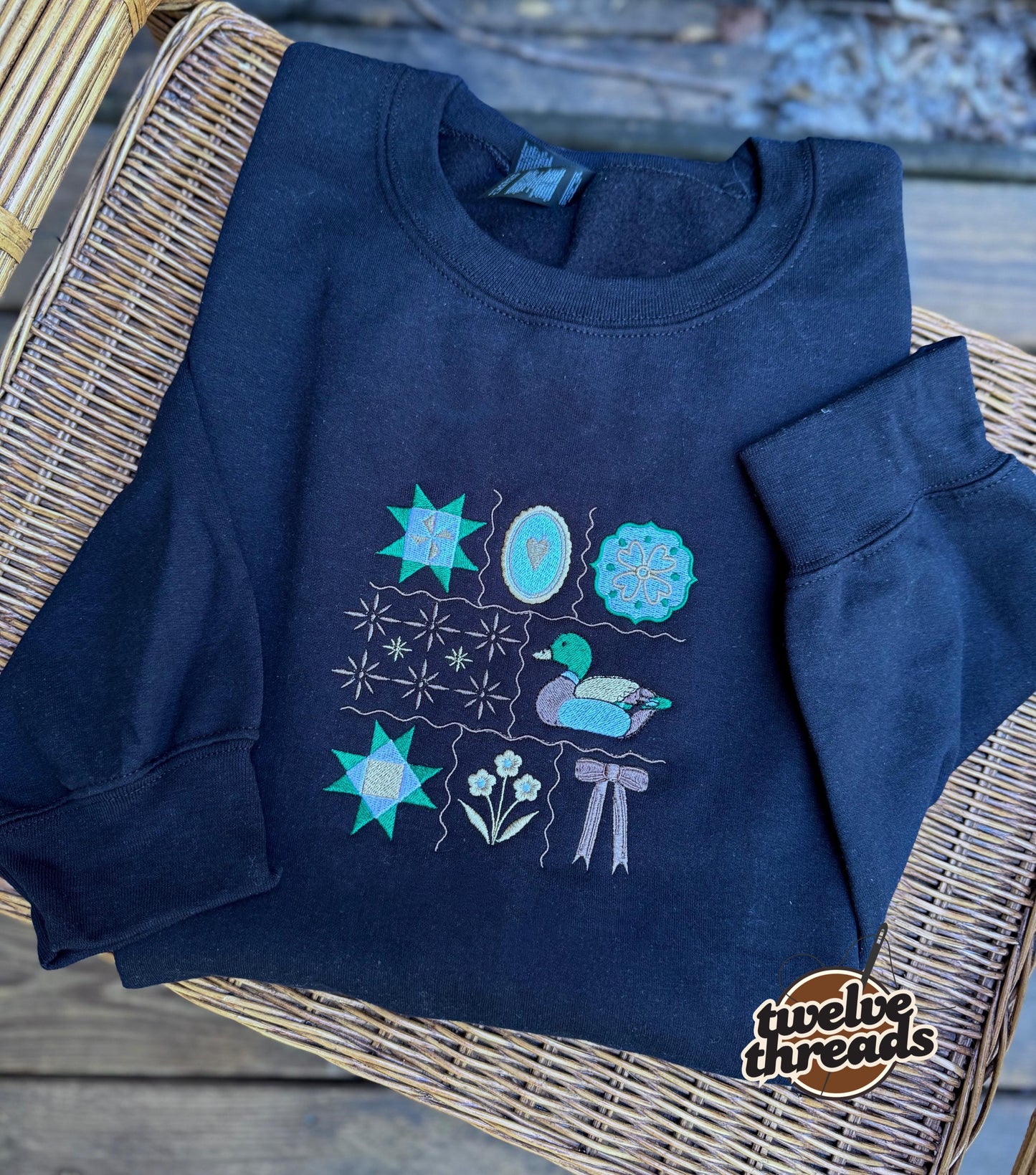 Thrifting inspired embroidered crewneck, goose and mallard duck trending design, comfort colors, embroidery, trendy cute gift embroidered