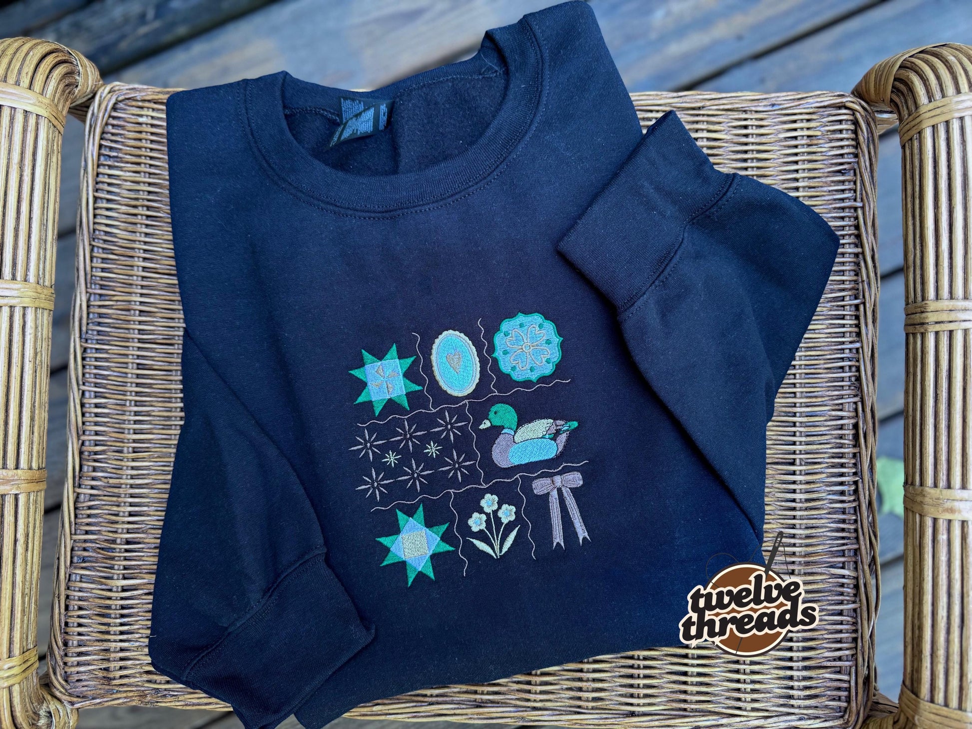 Thrifting inspired embroidered crewneck, goose and mallard duck trending design, comfort colors, embroidery, trendy cute gift embroidered